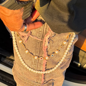 Rhinestone and Pearl Pocket Chain