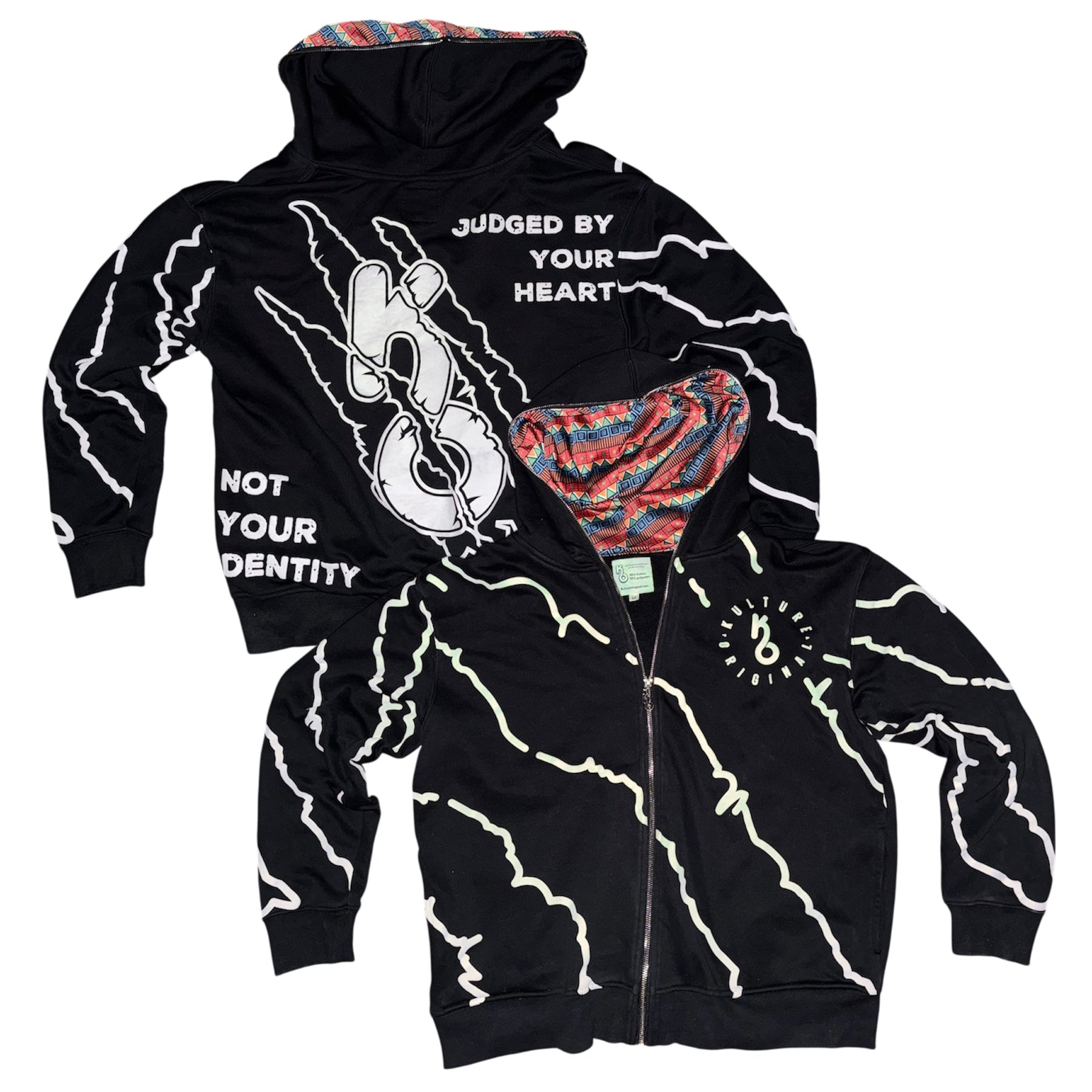 Black Premium Zip Up Hoodie Satin Lined - Luxury Streetwear