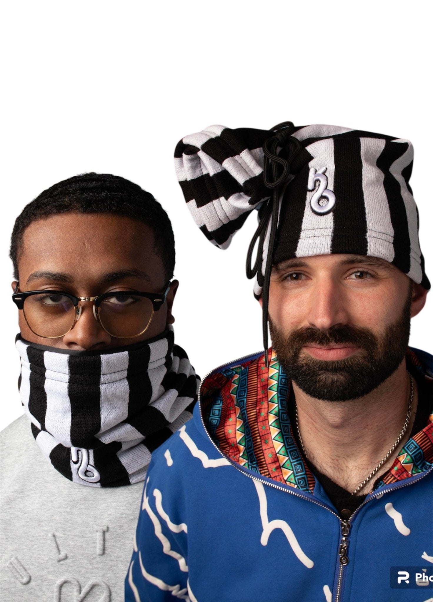 Black & White 90's Tied hat and Neck Wammer (satined lined) - Kulture Original