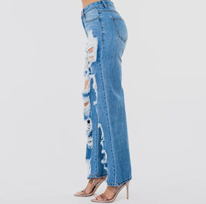 High Waist Cut Out Wide JEANS - Kulture Original