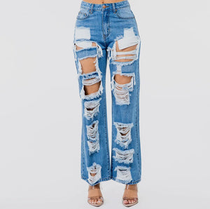 High Waist Cut Out Wide JEANS - Kulture Original