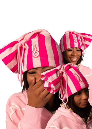 Pink & hot pink 90's hat and Neck Wammer satined lined