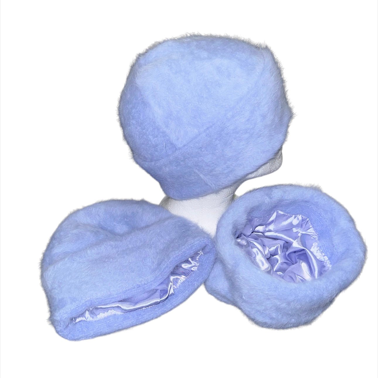Fur Beanie (Satin lined) Blue - Kulture Original