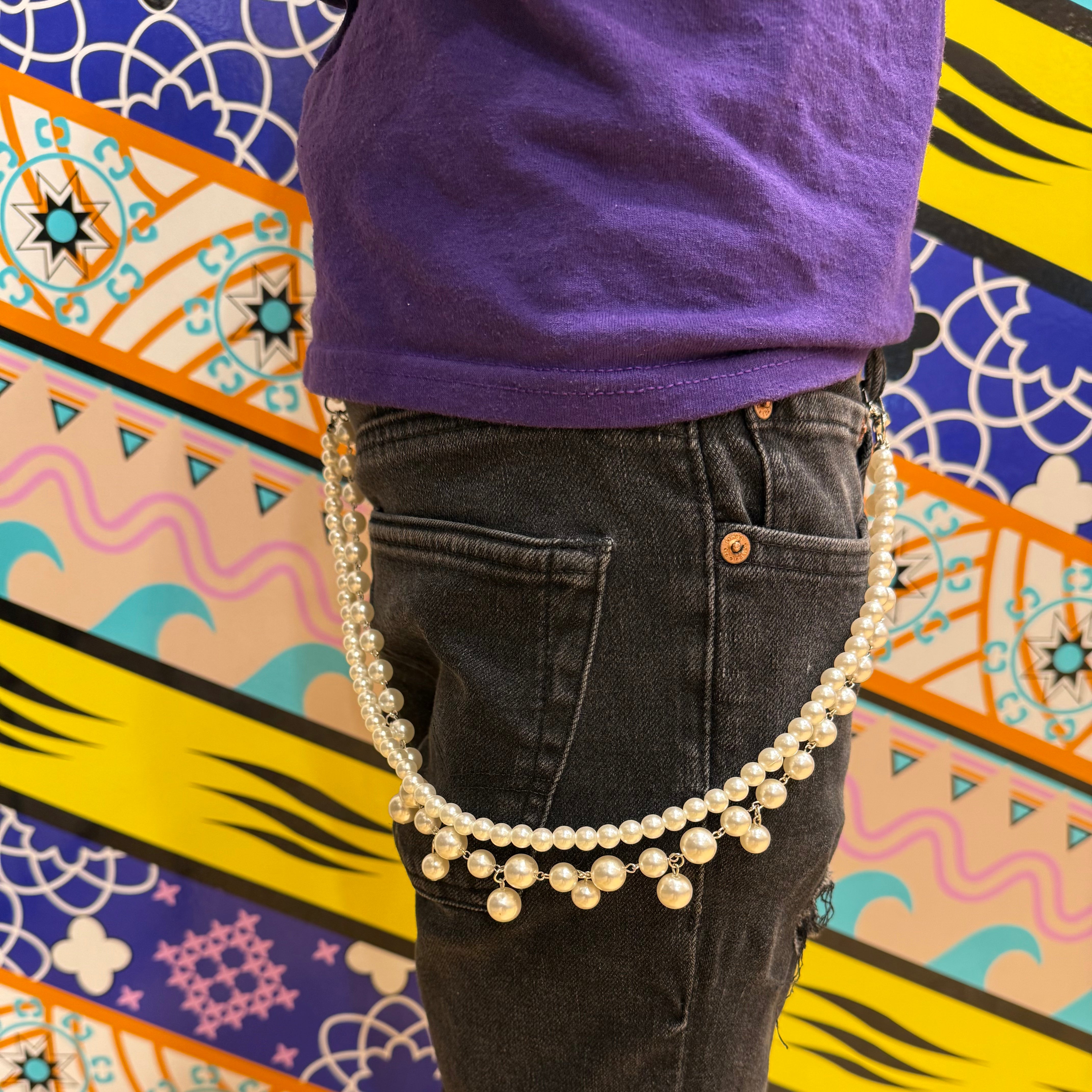 Pearl Pocket Chain with Silver tips
