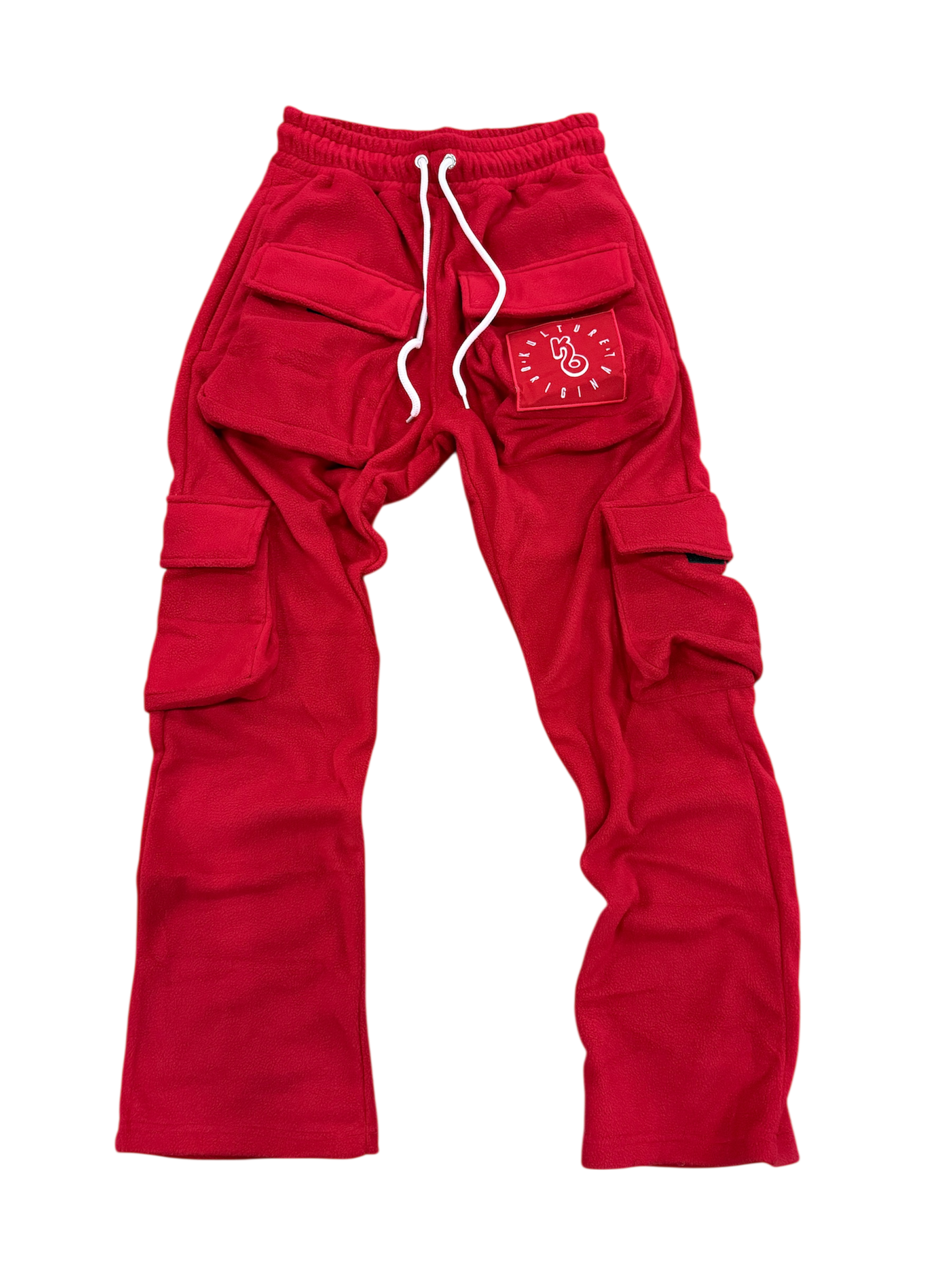 Red Cargo Stacked Sweatpants