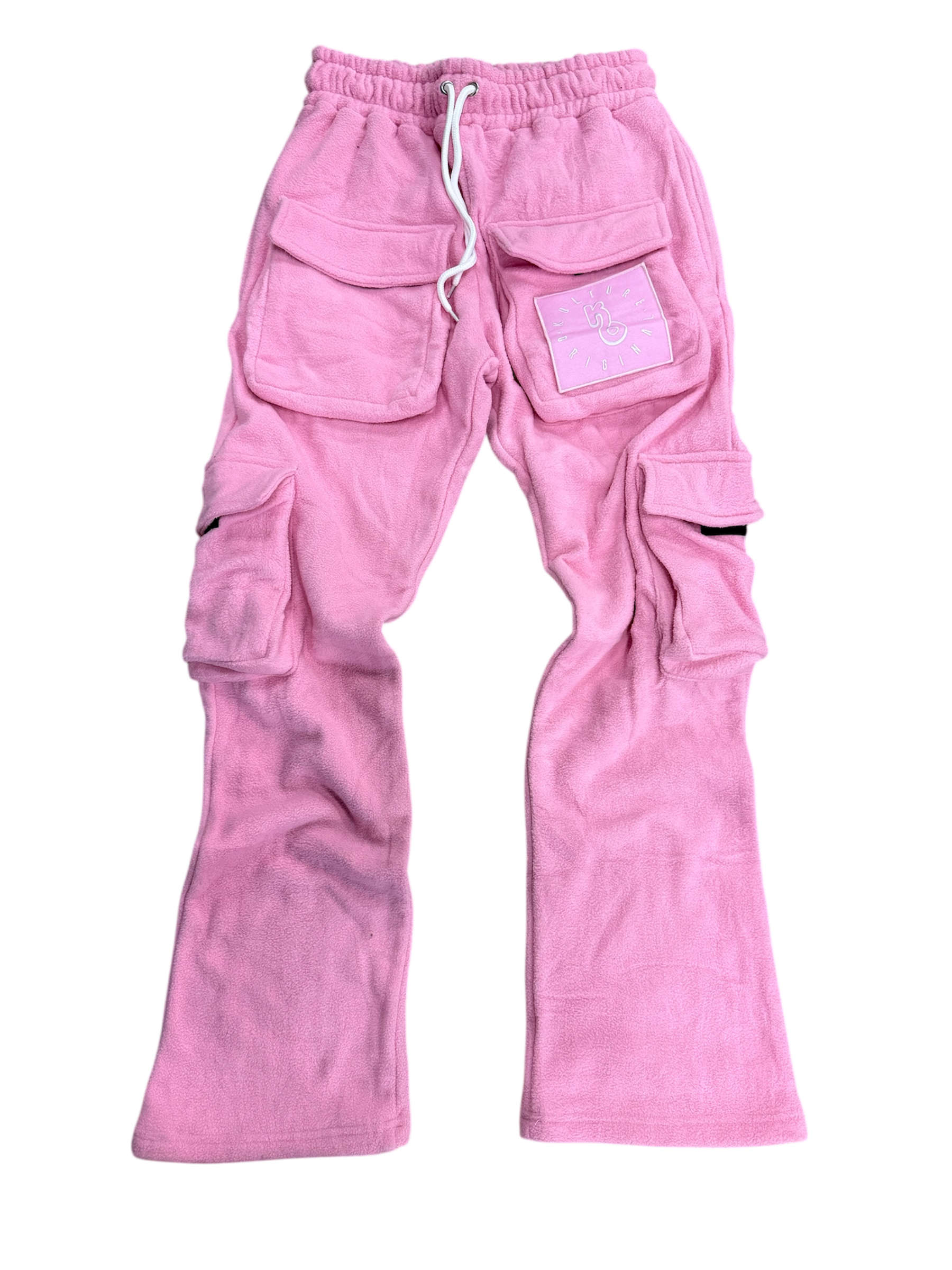 Pink Cargo Stacked Sweatpants