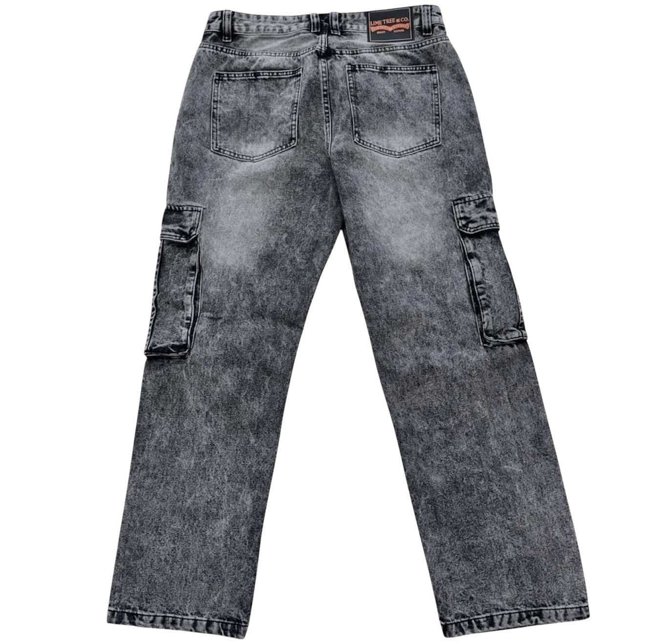 Black Acid washed Denim Cargo Jeans - Kulture Original