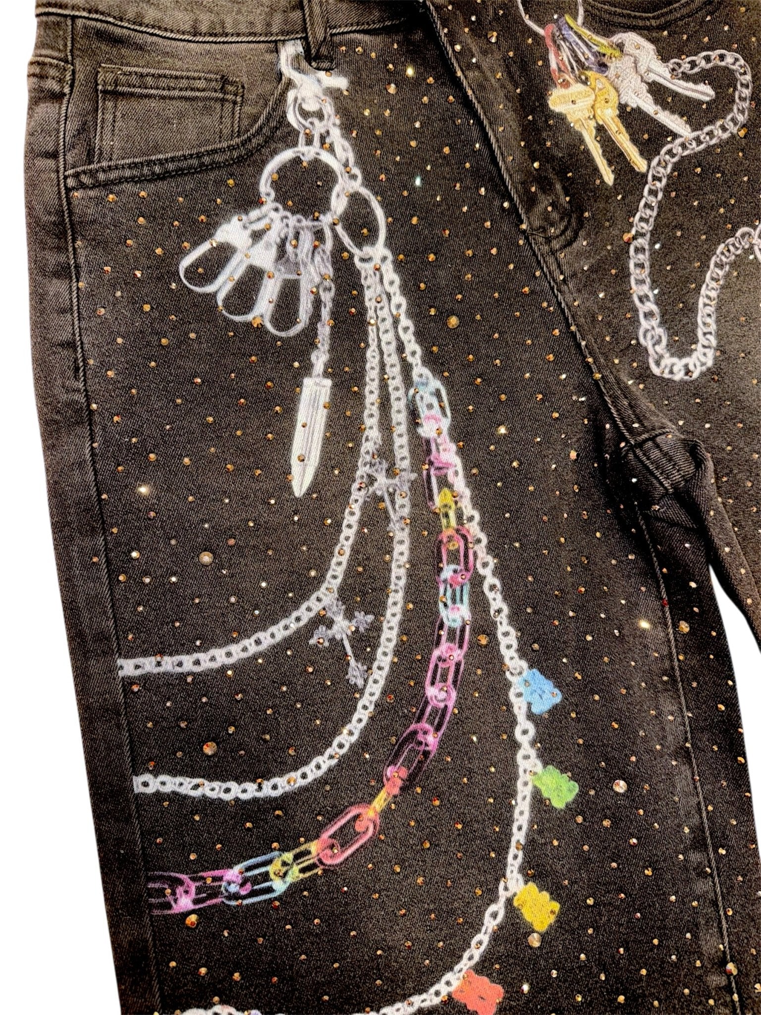 Black RHINESTONES with Graphic shorts - Kulture Original