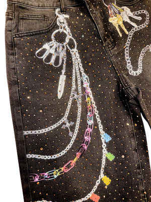 Black RHINESTONES with Graphic shorts - Kulture Original