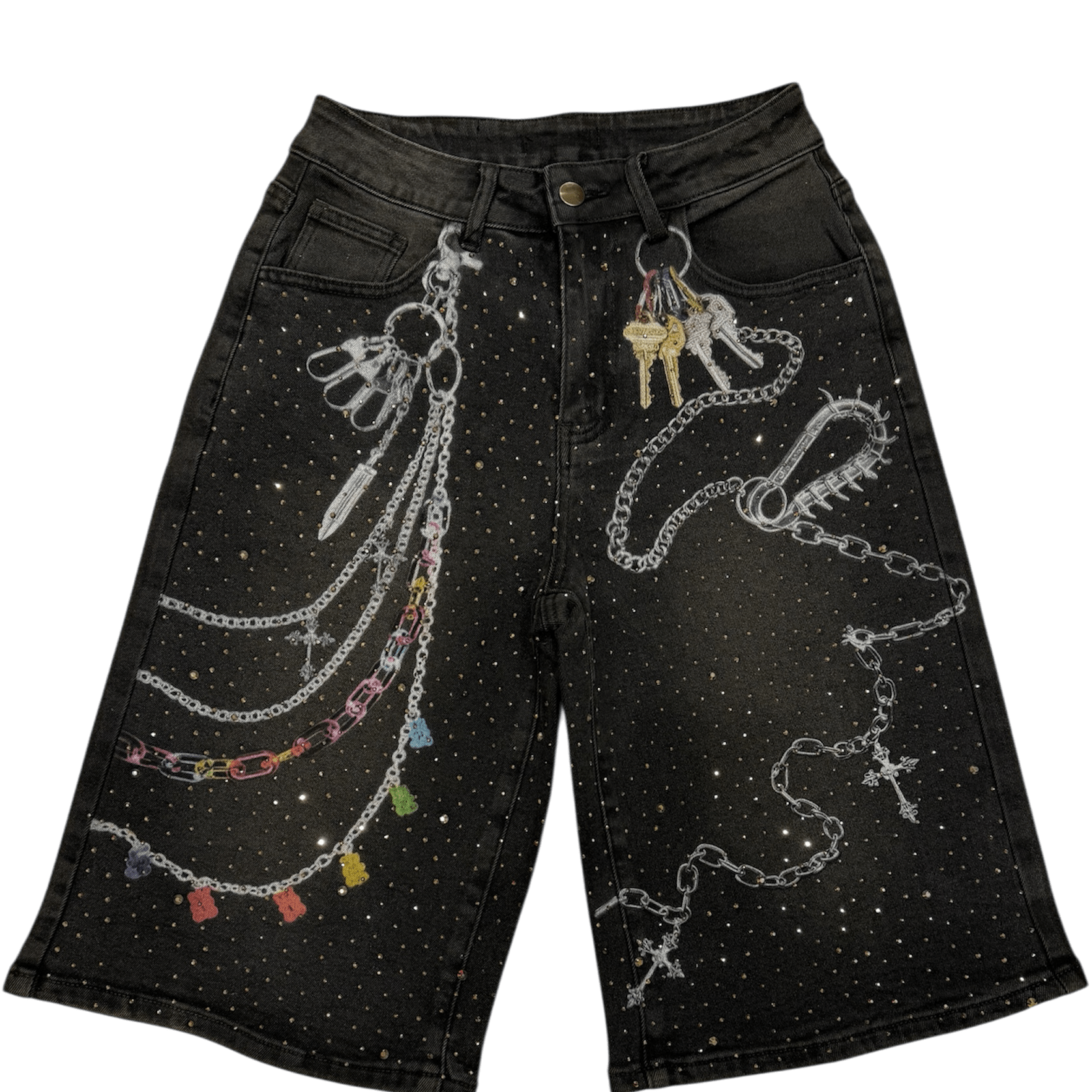 Black RHINESTONES with Graphic shorts - Kulture Original