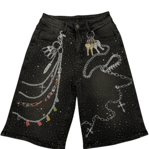 Black RHINESTONES with Graphic shorts - Kulture Original