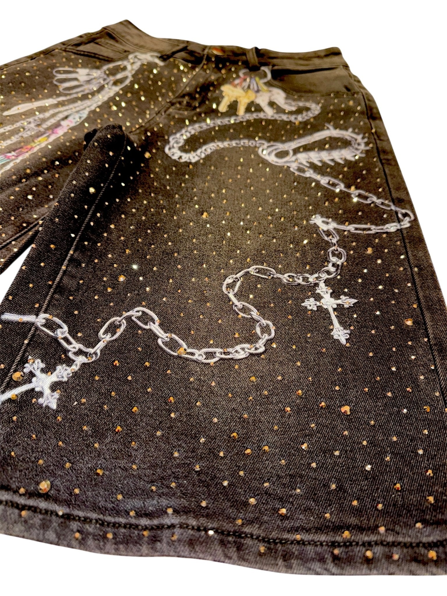 Black RHINESTONES with Graphic shorts - Kulture Original