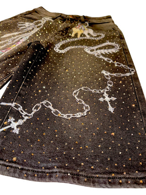 Black RHINESTONES with Graphic shorts - Kulture Original