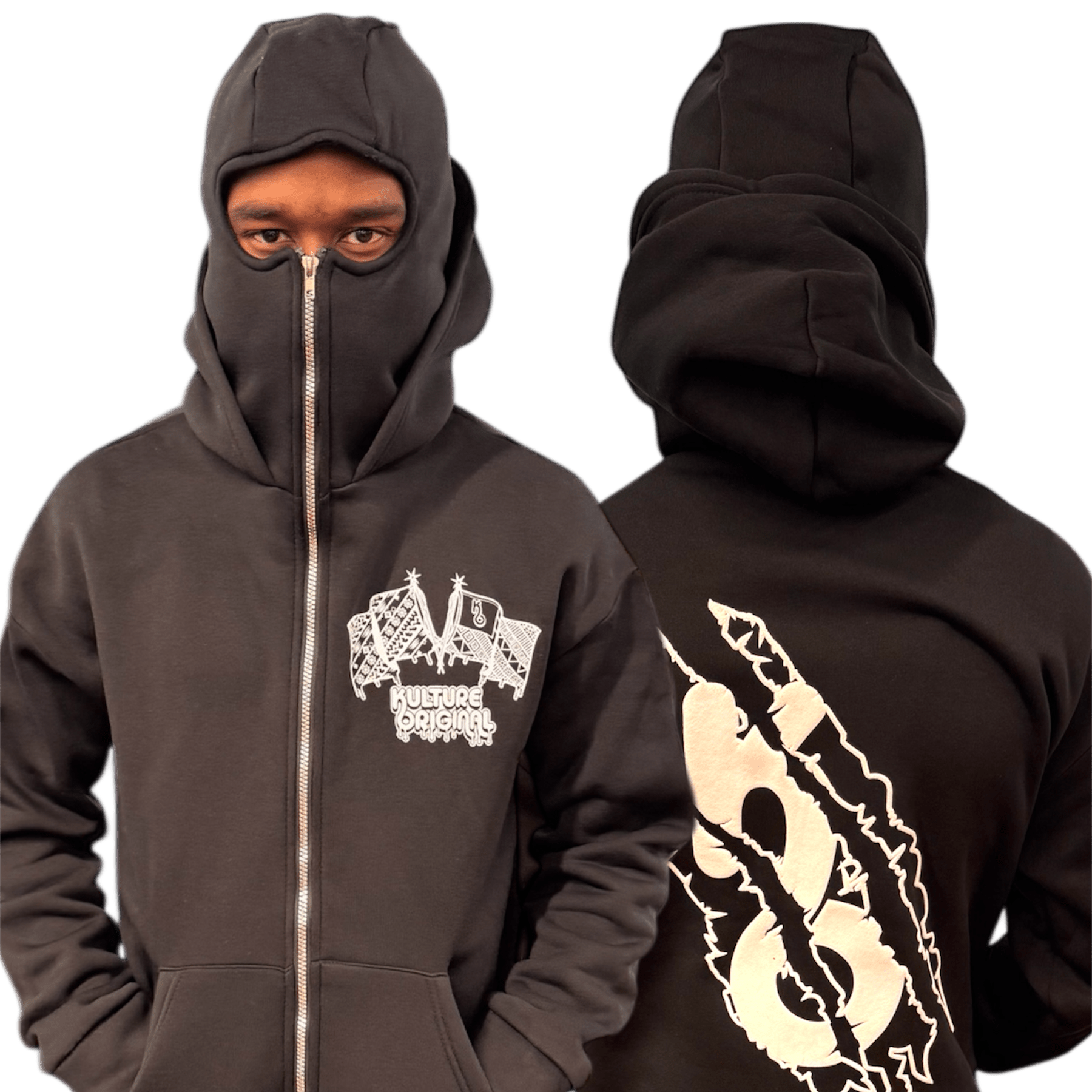 Black SkiMask Zip Up - Kulture Original