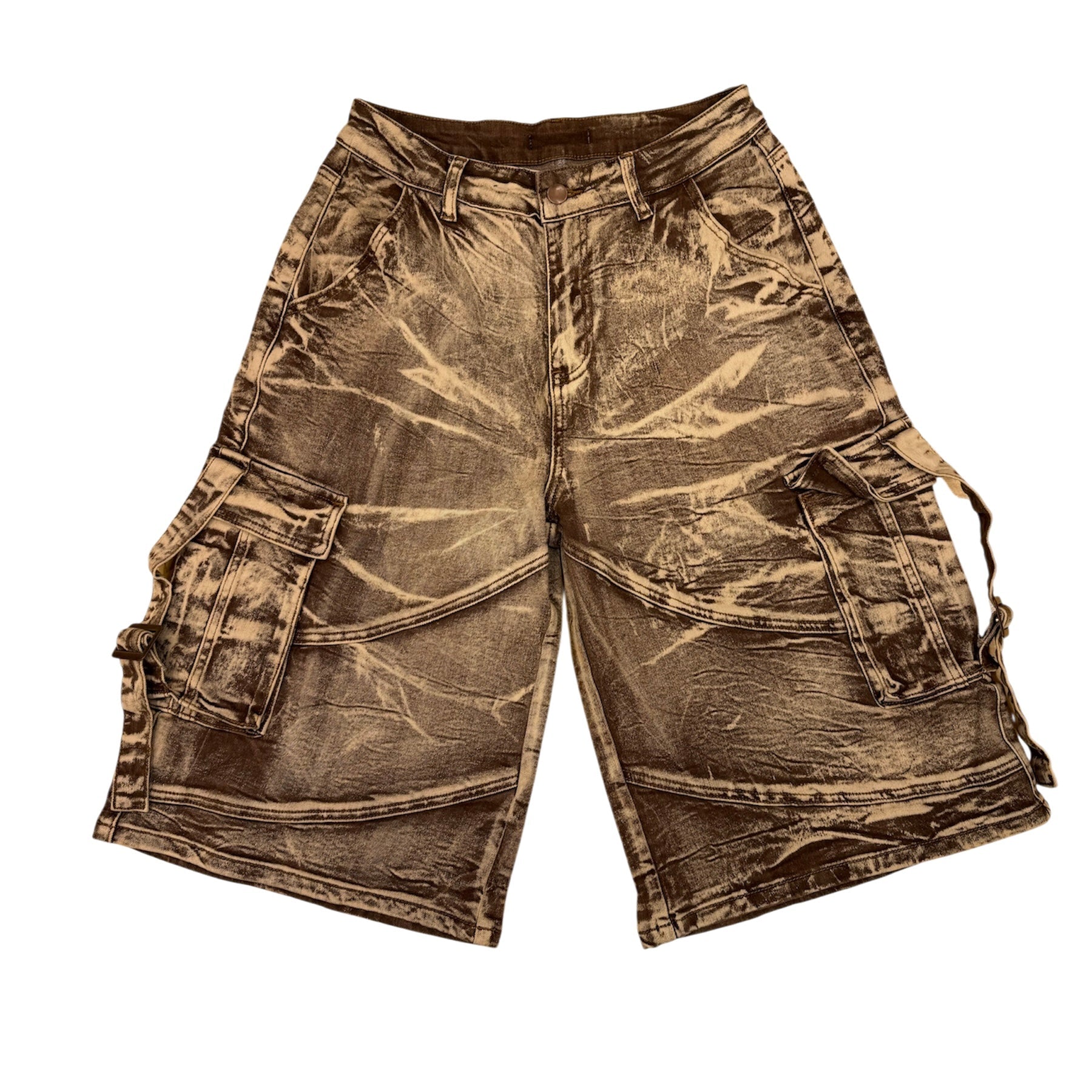 Brown Washed Cargo Shorts - Kulture Original