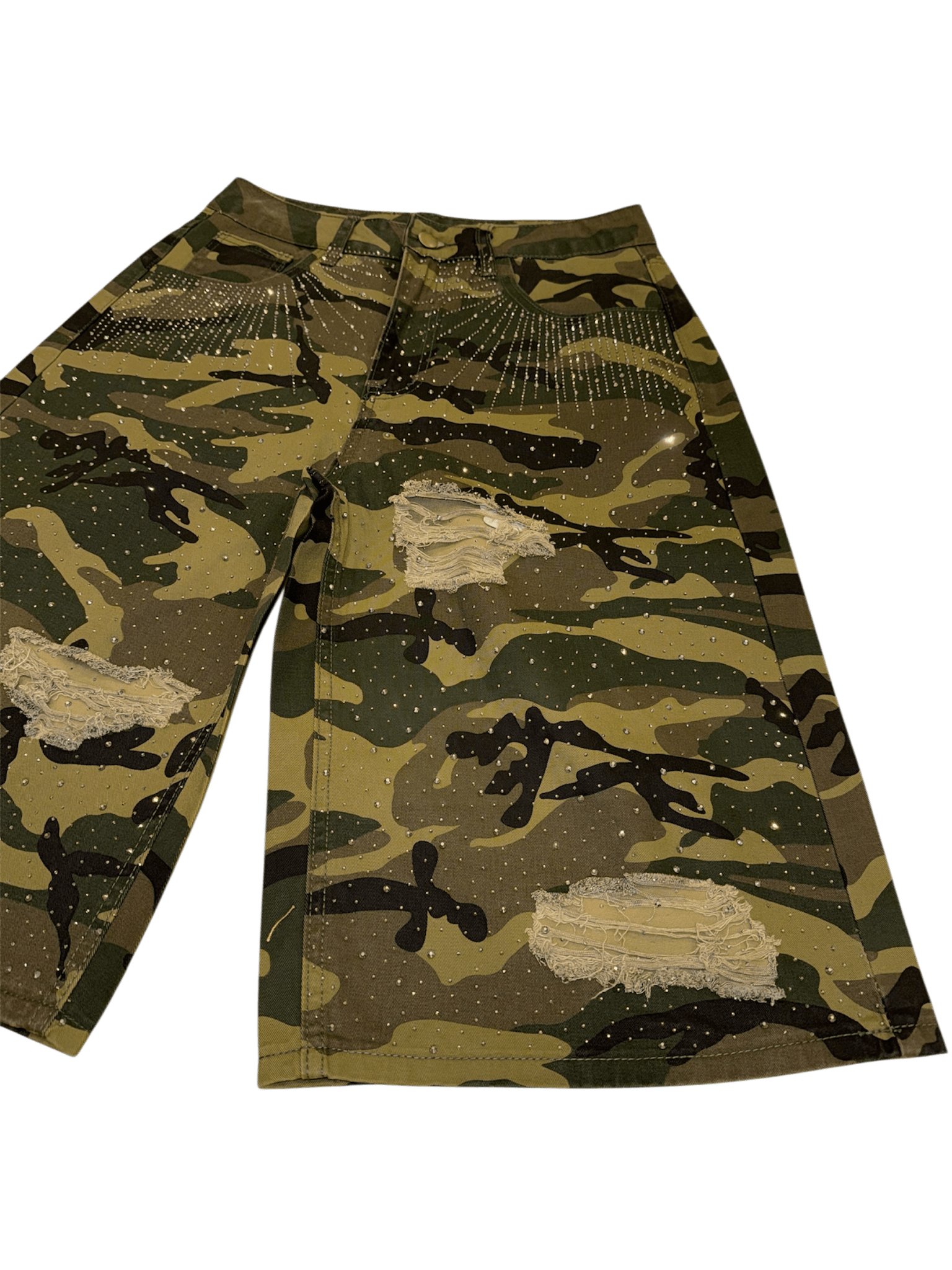 Camo RHINESTONES Jorts - Kulture Original