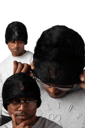 Fur Beanie (Satin lined) Black - Kulture Original