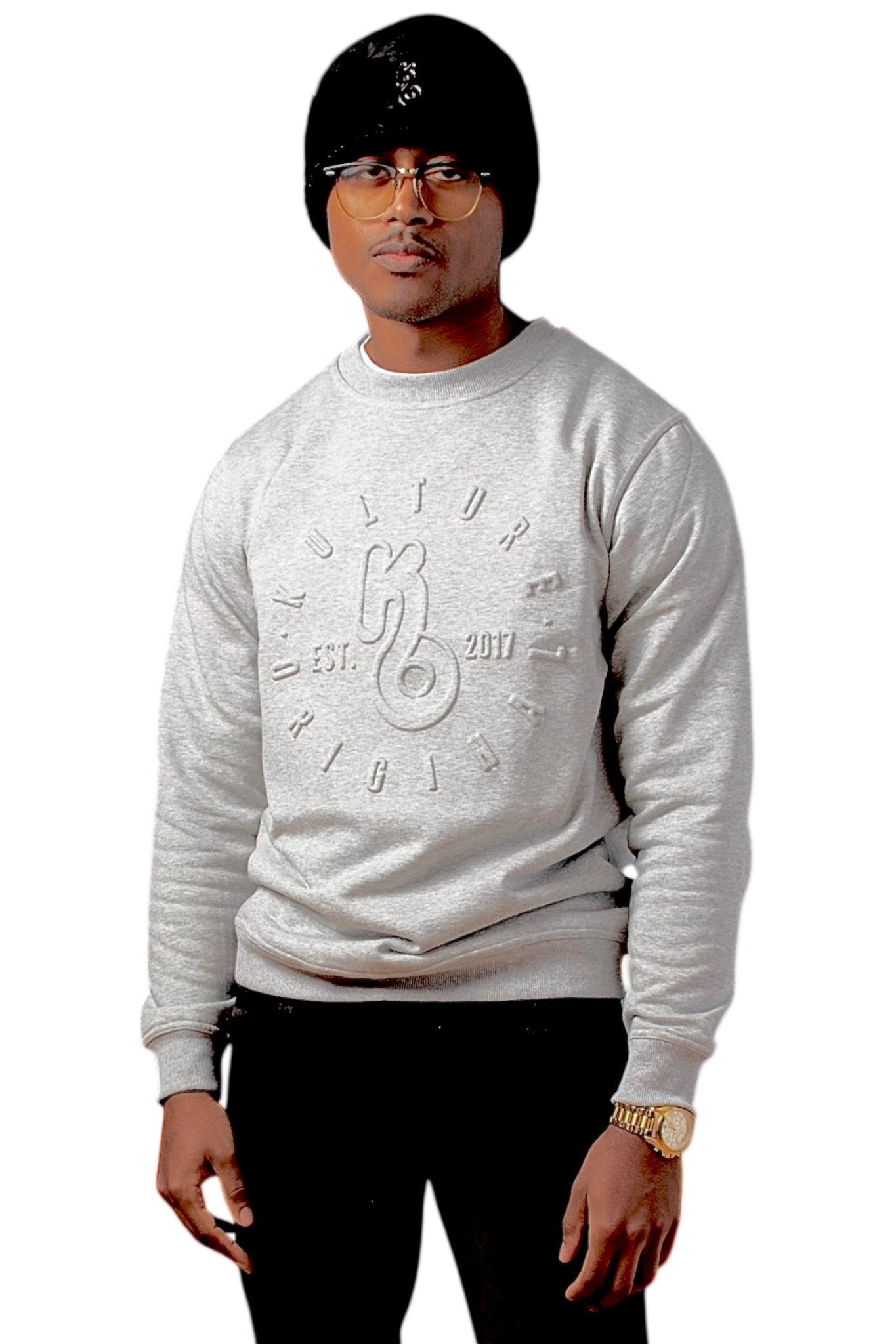 Gray Embossed Premium Sweatshirt - Kulture Original