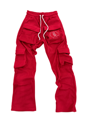 Red Cargo Stacked Sweatpants - Kulture Original
