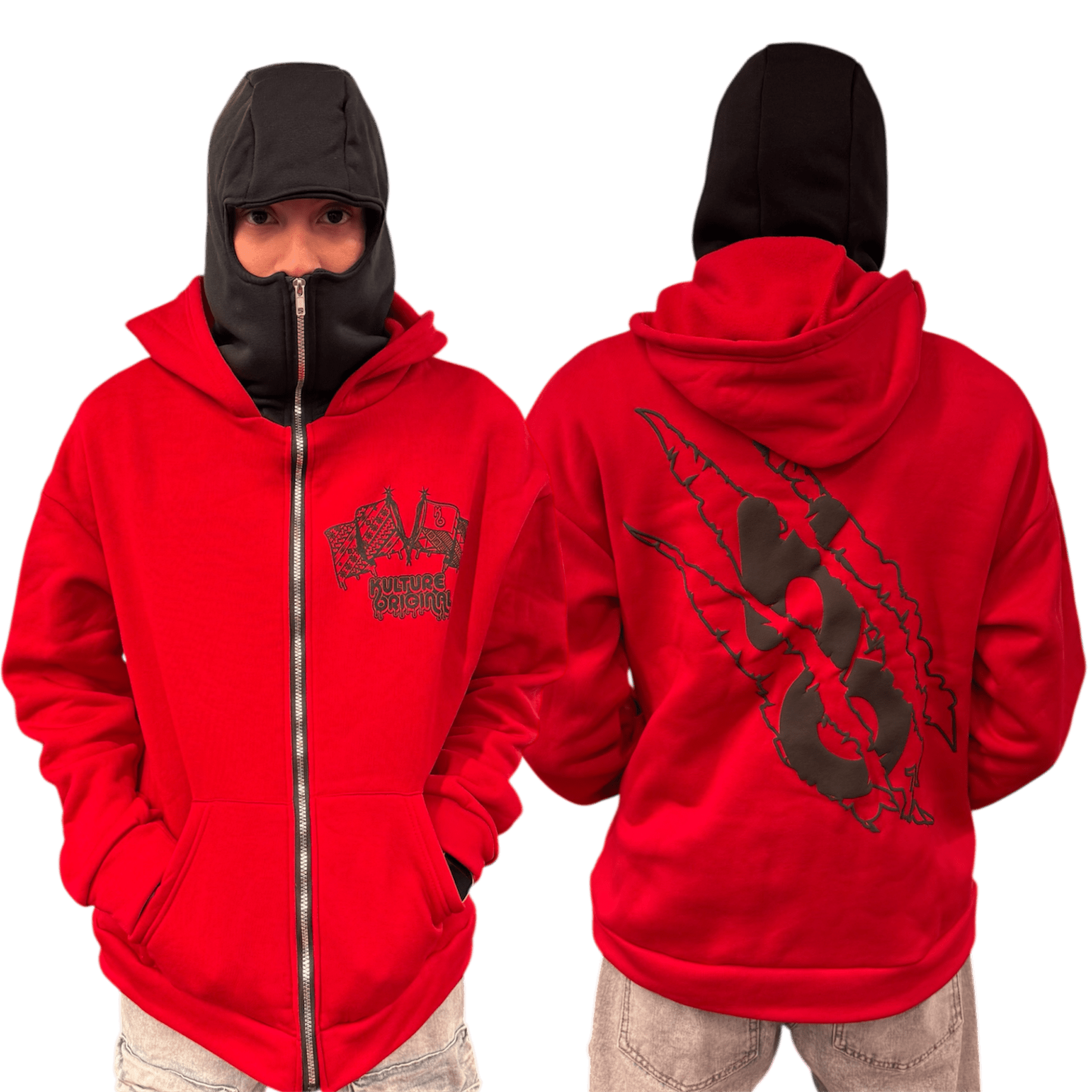 Red SkiMask Zip Up - Kulture Original