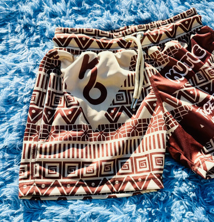 Brown/Cream Pattern Shorts (women) - Kulture Original